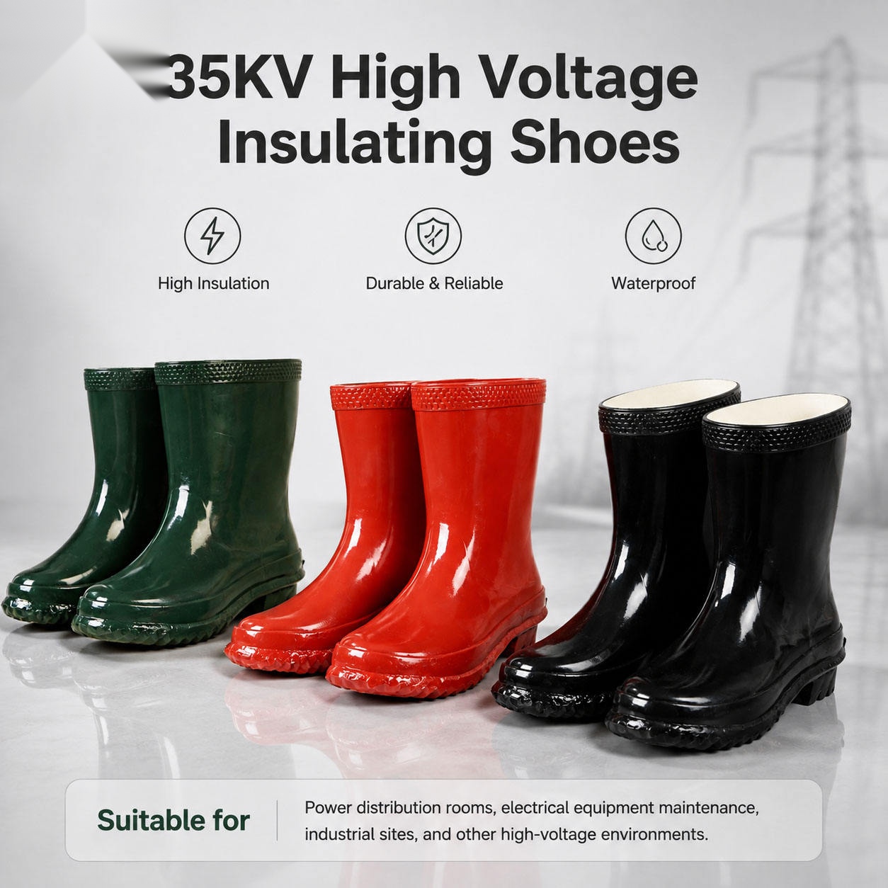 35kV Insulated Rubber Boots for Power Construction