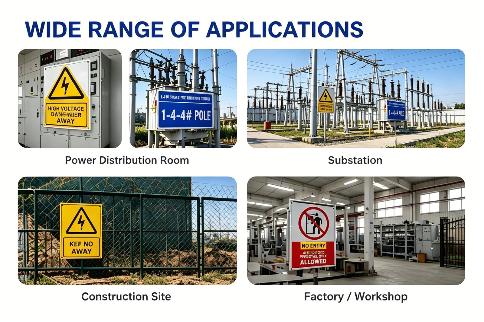 Custom Substation Warning Signs — 0.8-3.0 mm Thickness & Stainless Steel Options detail 7