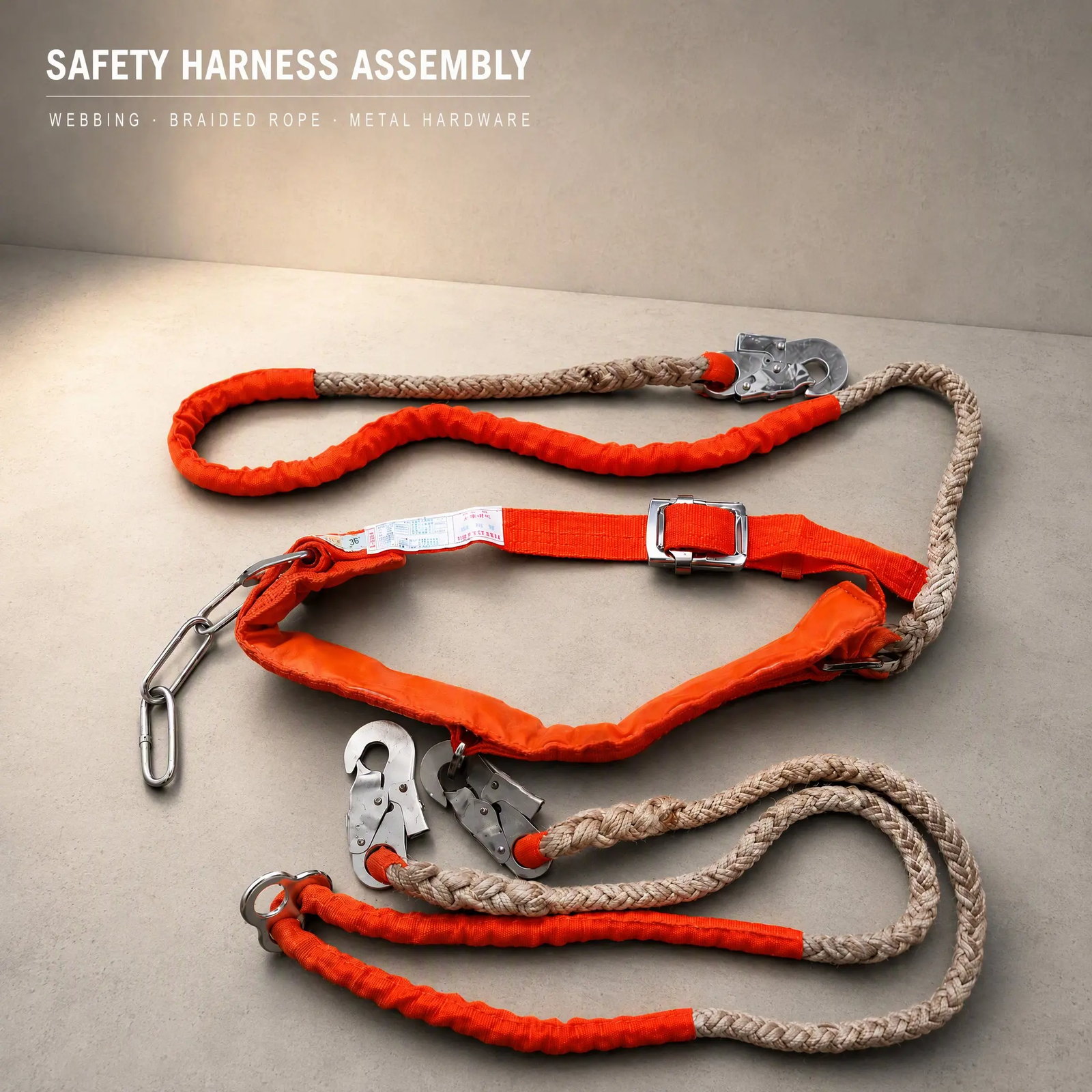 Electric Power Safety Belt Harness with Double Rope Lanyard detail 1