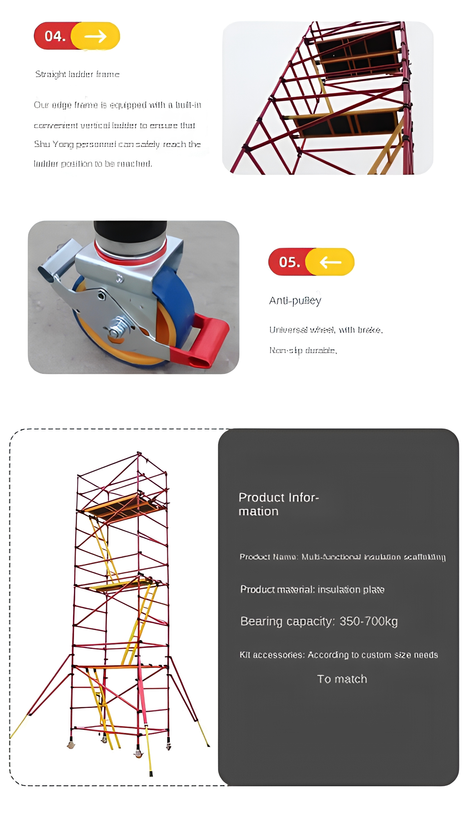 Mobile Walk-over Line Insulated Scaffolding Platform detail 2