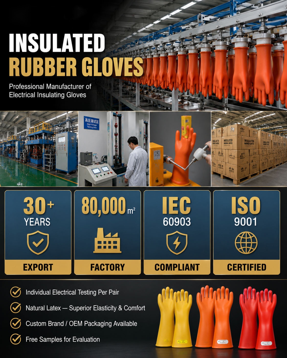Rubber Insulating Gloves 10 kV – 35 kV detail 1