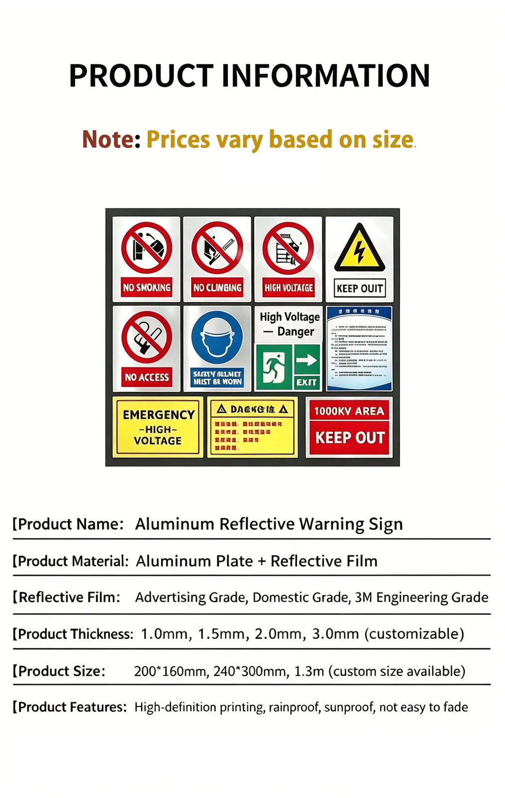 Custom Substation Warning Signs — 0.8-3.0 mm Thickness & Stainless Steel Options detail 4