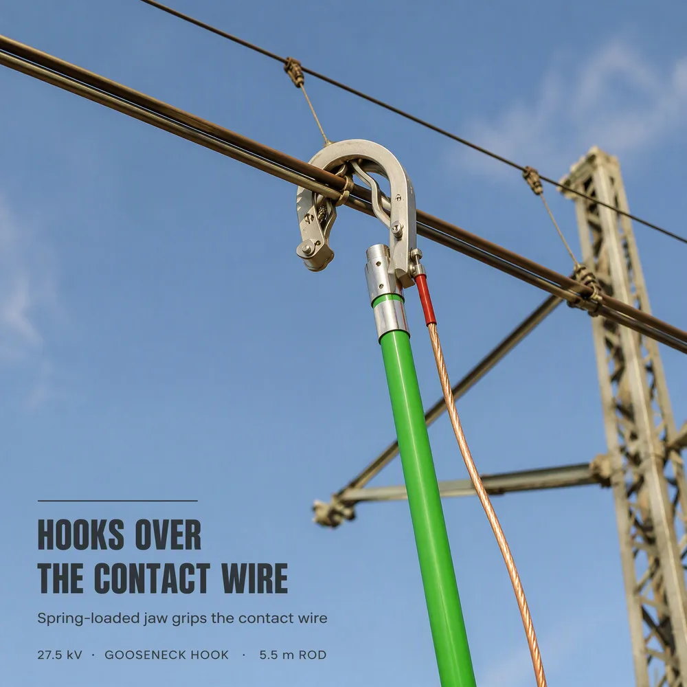 27.5 kV Portable Railway Catenary Grounding Set with Operating Rod detail 8