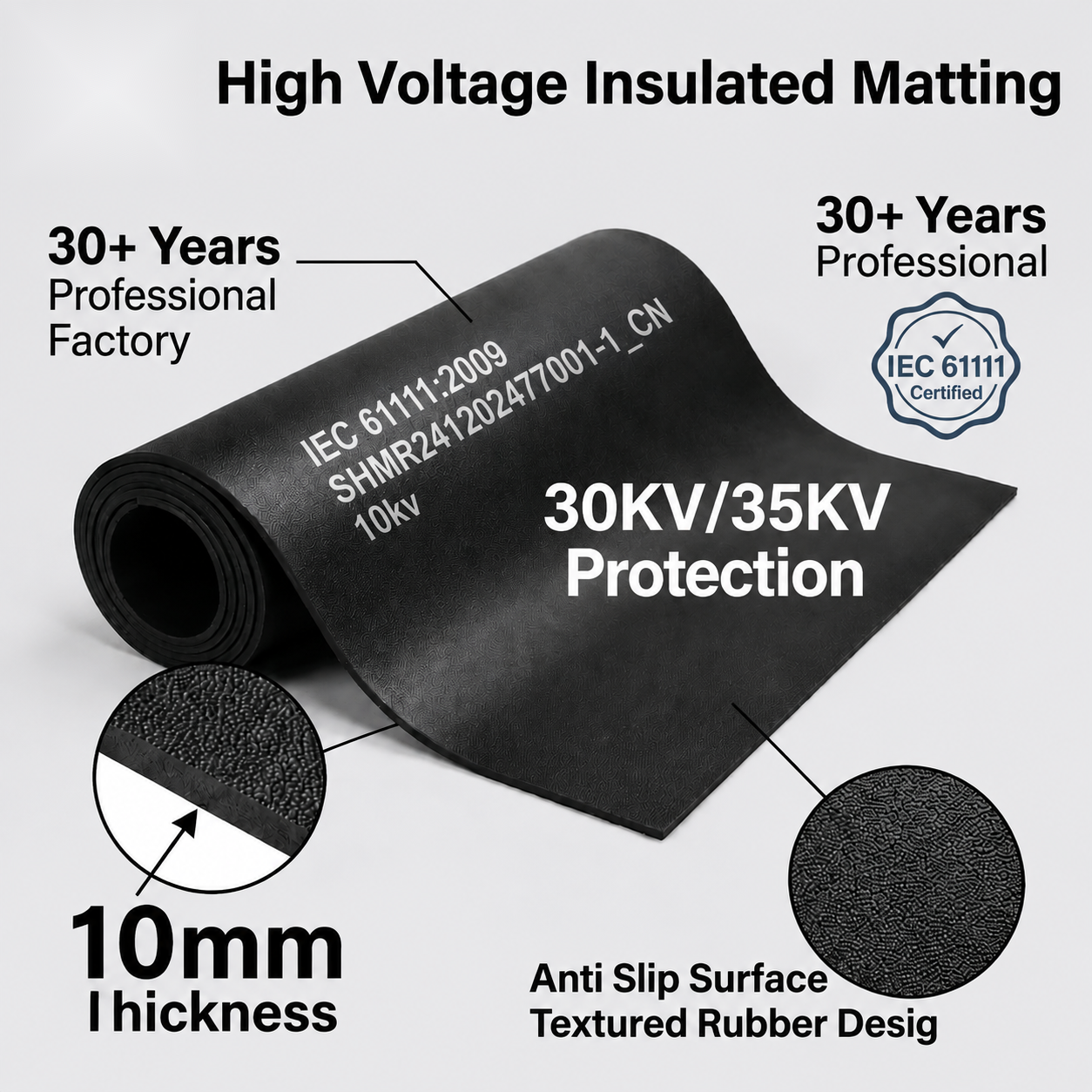 IEC 61111 High Voltage Insulating Rubber Mat