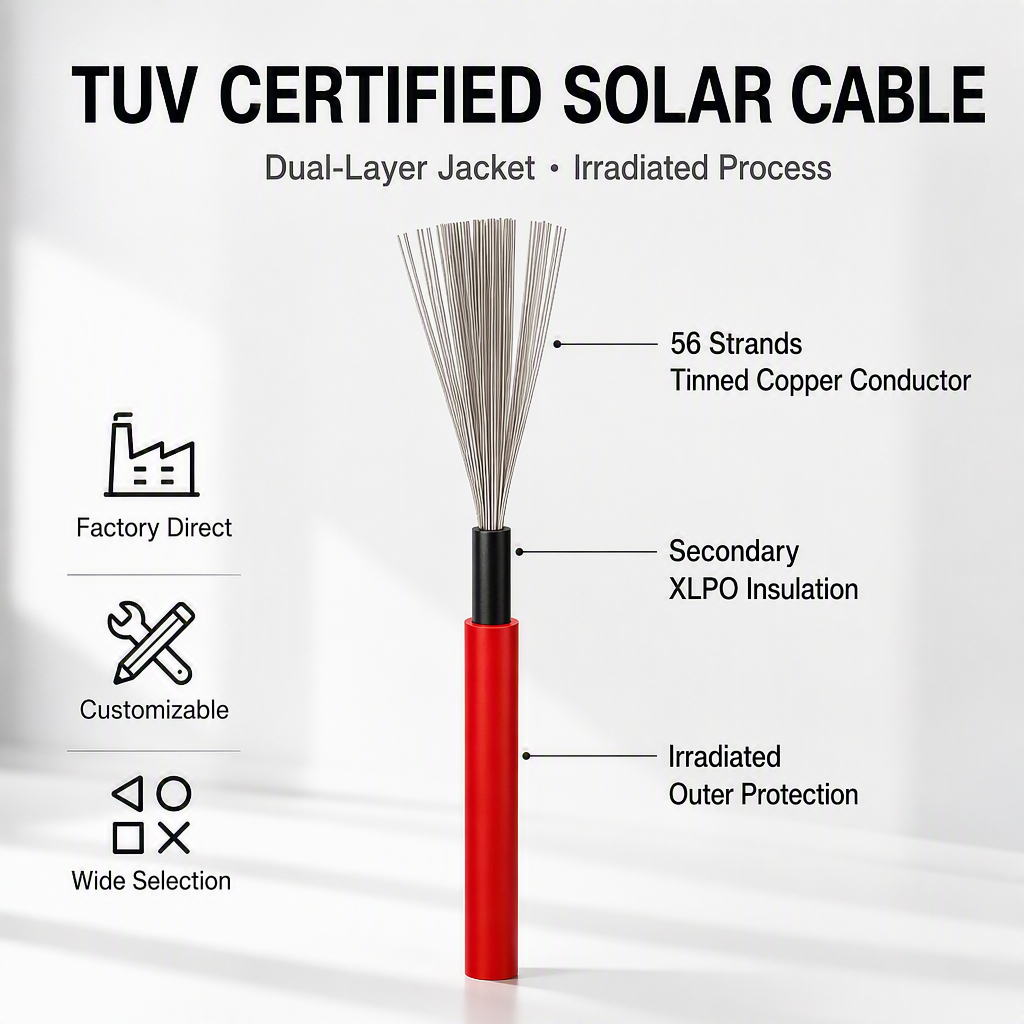 DC Tinned Copper Solar PV Cable — 2.5 / 4 / 6 mm², Double XLPO detail 1